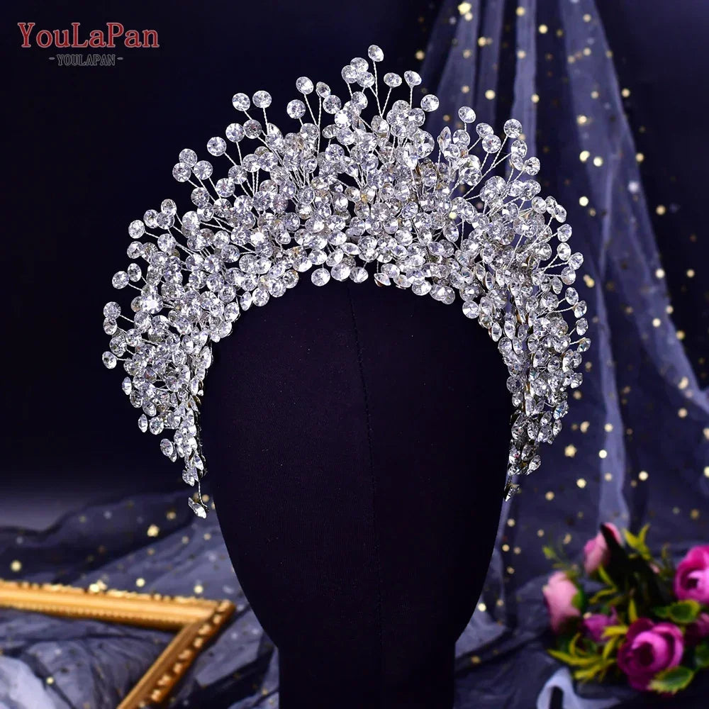 TOPQUEEN Wedding Headband Hair Jewelry Luxury Bride Headdress Hair Accessories Rhinestone Wedding Head Piece Woman Tiara HP240