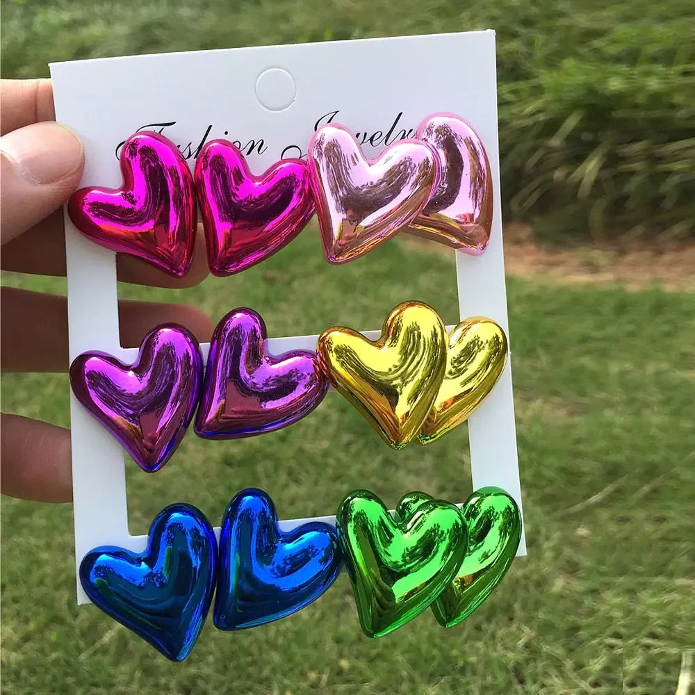 Happy Metallic Balloon Stud Earrings Set