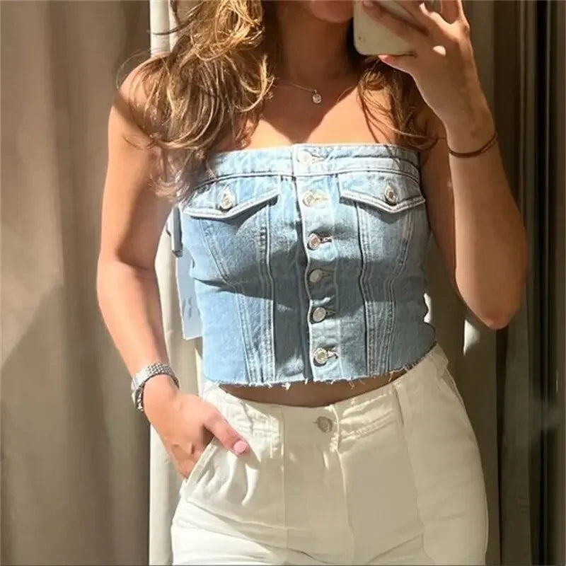 Cute Denim Crop Top