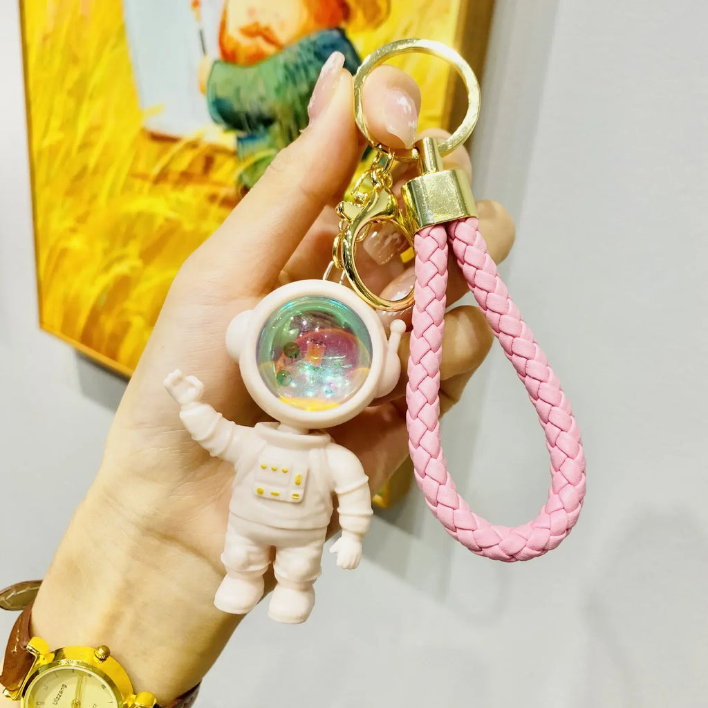 Cartoon Spaceman Light Glowing Keychain Sunset Light Luminous Keychain Female Cute Space Astronaut Couple Key Chain Bag Hanging