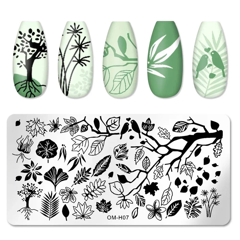 Snake Leopard Nail Templates Flower Leaf Heart Lace Pattern Nail Stamper Stencil Plates For Women Girls DIY Manicure Accessories