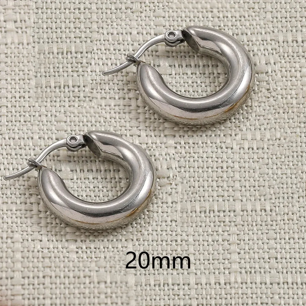 Gold Color Stainless Steel Hoop Earrings for Women Small Simple Round Circle Huggies Ear Rings Steampunk Accessories