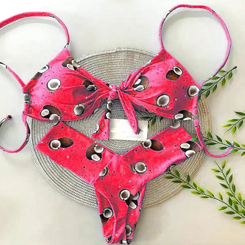 Leopard Print Brazilian Thong Swimwear
