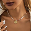 Romantic Trend Niche Irregular Imitation Pearl String Gold Plated O-Chain Splice Necklace Fashion For Women Ball Jewelry Gift
