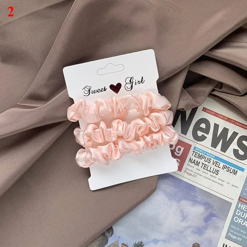 Women Silk Scrunchie Elastic Handmade Multicolor Hair Band Ponytail Holder Headband Hair Accessories 1PC Satin Silk Solid Color