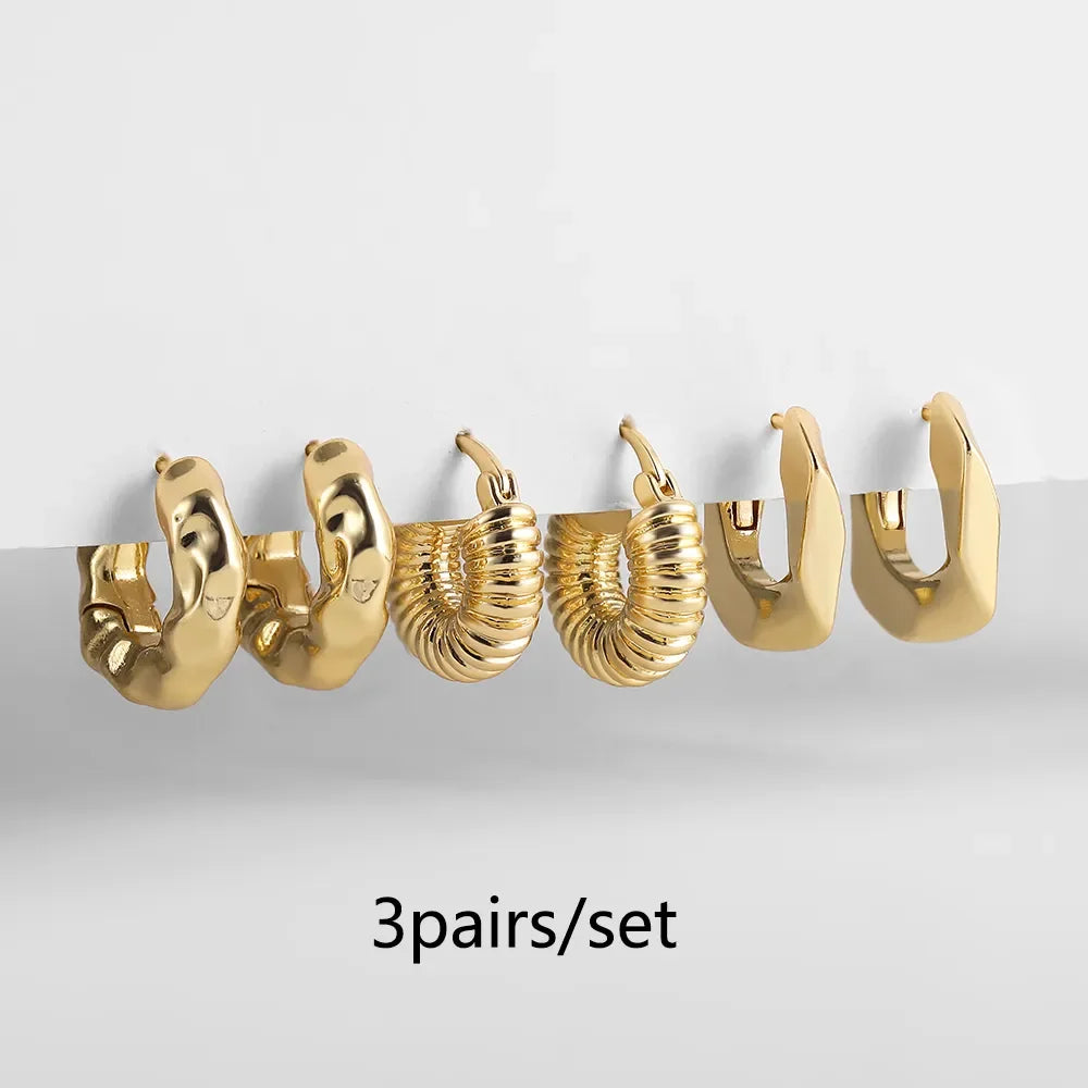 Gold Color Stainless Steel Hoop Earrings for Women Small Simple Round Circle Huggies Ear Rings Steampunk Accessories