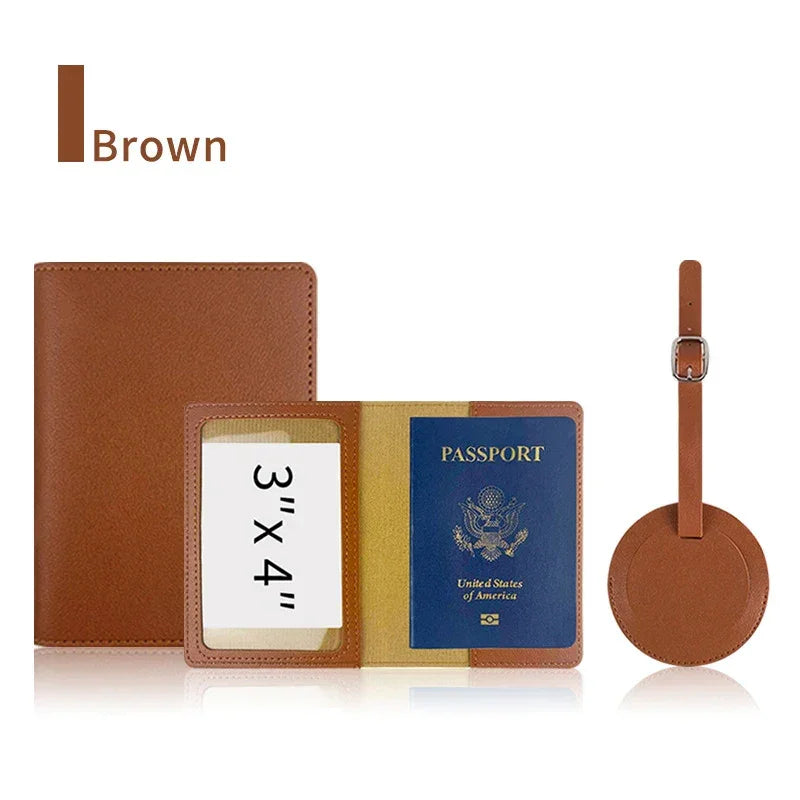 Custom Passport Holder Luggage Tag Set PU Leather
