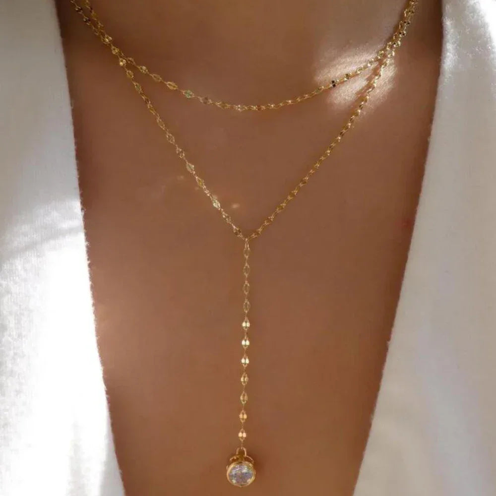 Boho Multi-Layer Crystal Pendant Necklaces