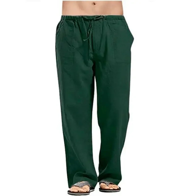 FGKKS Linen Wide Men Pants New Korean Oversize Linens Streetwear Trousers Male Spring Casual Men Pants