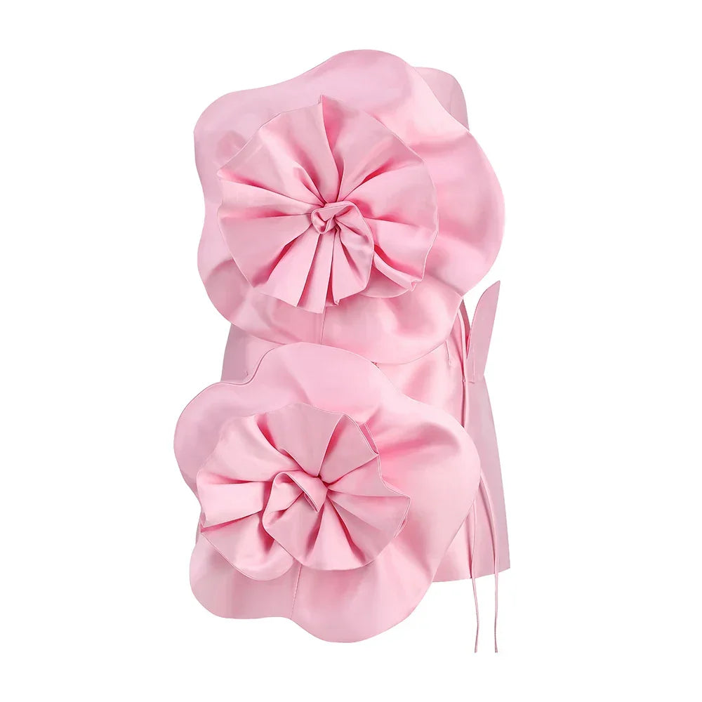 New sexy bra decoration flower dress, Women's temperament  back tiedesign party ceremonial dress dress