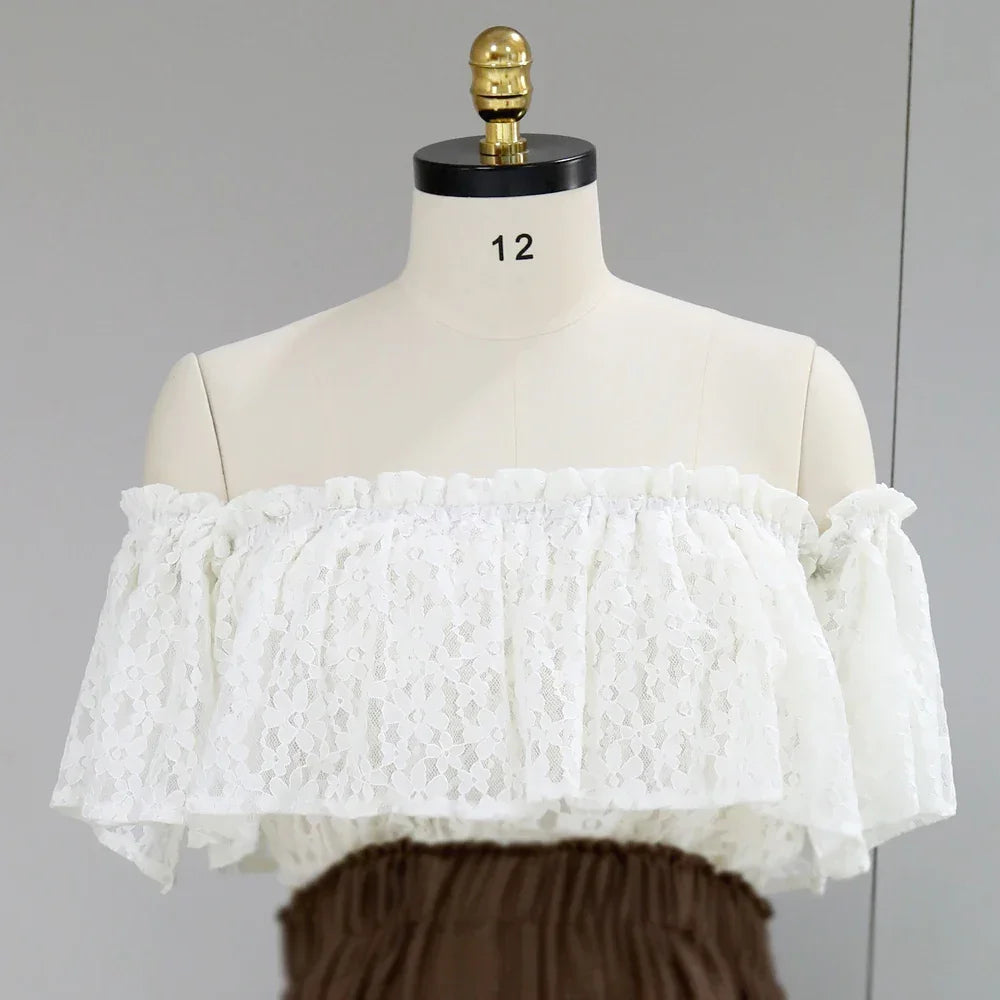 Boho Pregnant Dress Lace&Linen Cotton Combination Two Piece Set Contrast color retro design sense PhotoShoot Pregnancy Dress
