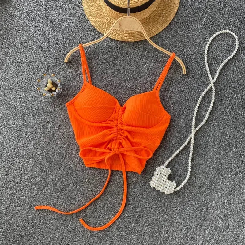 Strapless Western Style Skinny Tanks Camis for Women Summer Casual Solid Colours Female Corset Crop Tube Tops with Built In Bras