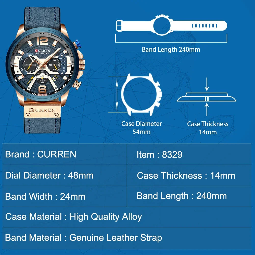Luxury Men’s Leather Wrist Watch