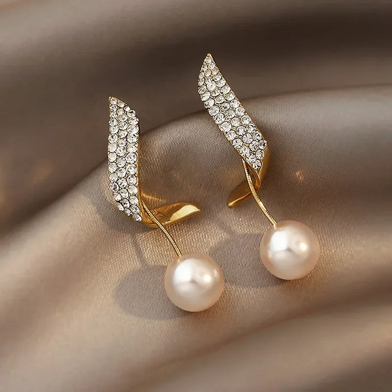 LUX Zircon Pearl Drop Earrings
