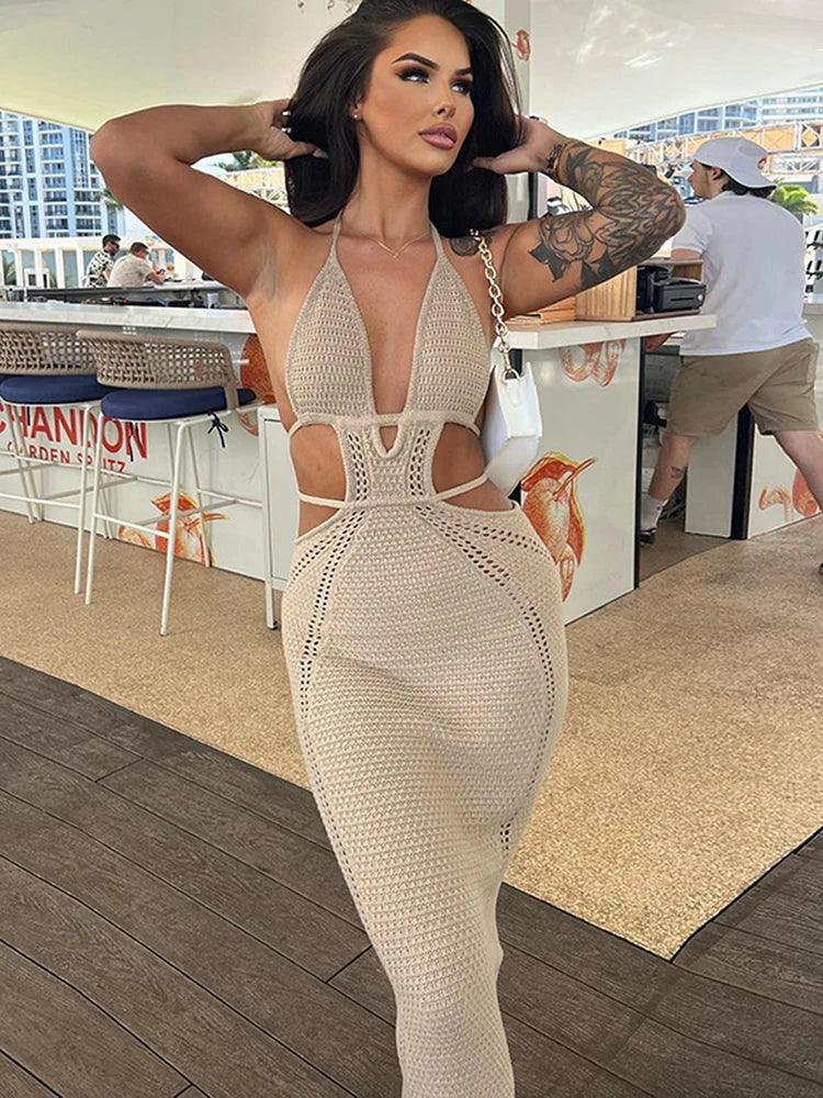 Mykonos Halter Midi Pool Dress
