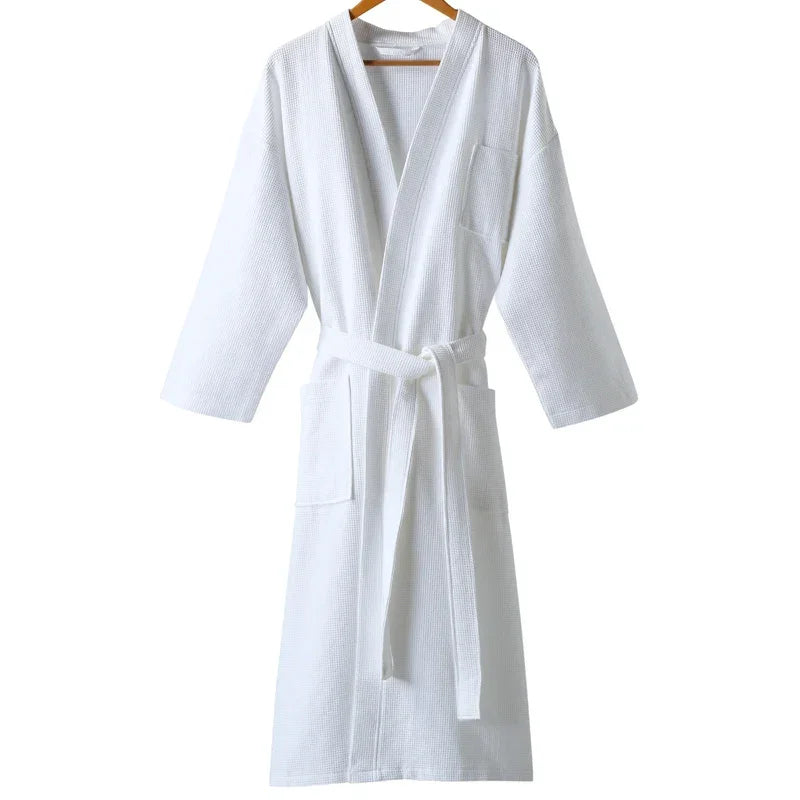Women 100% Cotton Terry Bath Robe Plus Size Suck Water Towel Bathrobe Kimono Dressing Gown Winter Summer Men Waffle Sleepwear