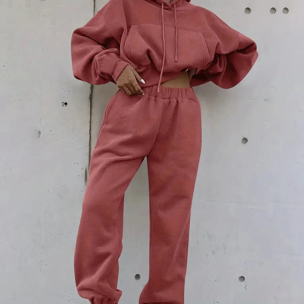 Women Hooded Sweatshirt & Pants Set