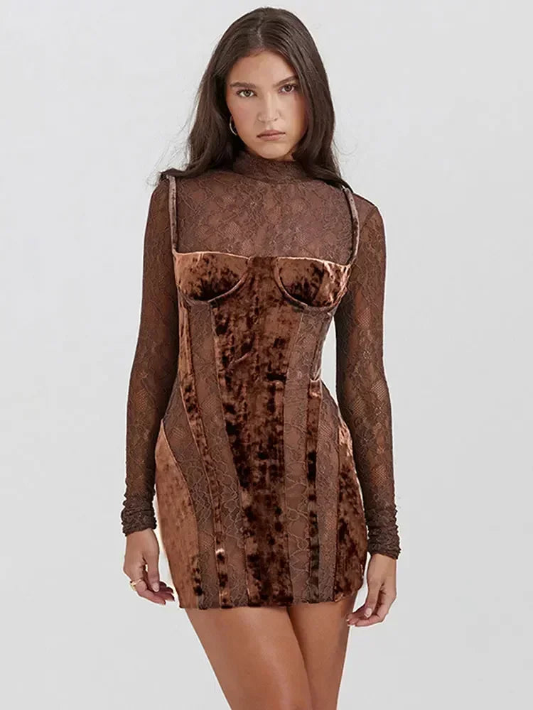 Velvet Patchwork Mini Dress