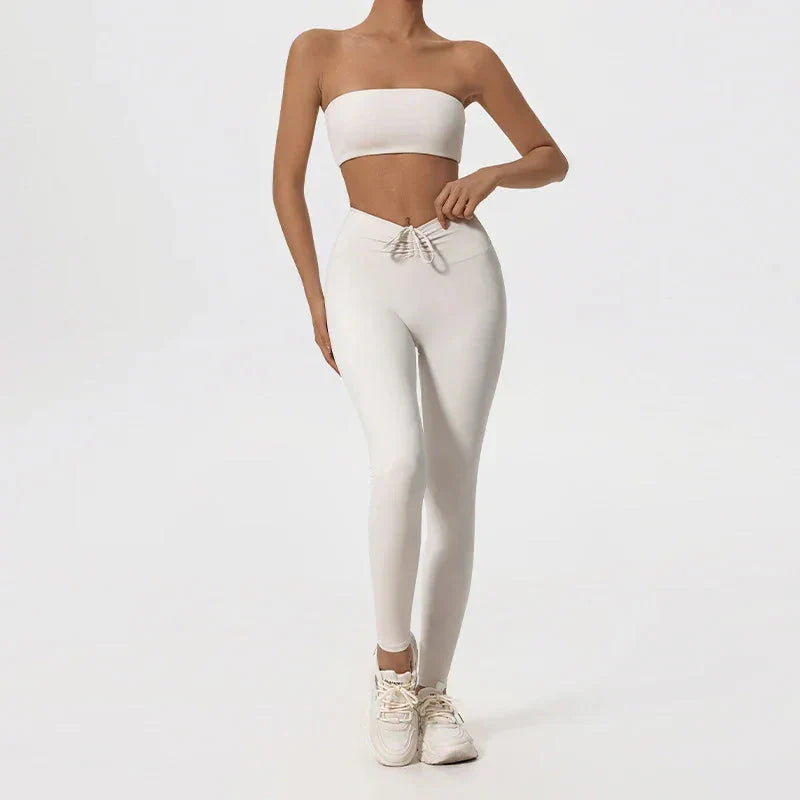 Ctenkevet Women Strapless Bra Suits Gym Workout Yoga Outfit Female Fitness Crop Top Outdoors Activewear Women Underwear Set