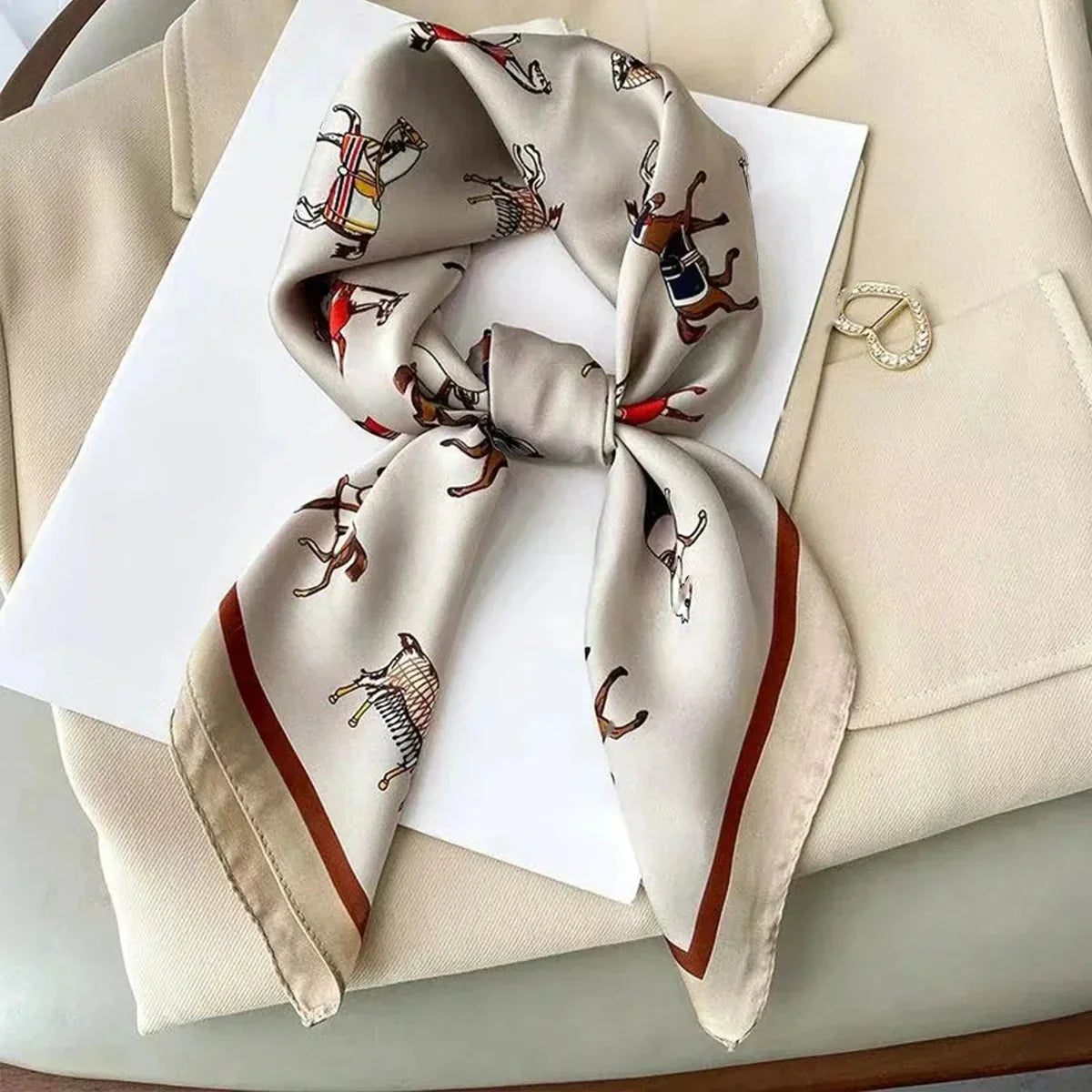 Fashion Luxury Brand 70cm Silk Square Scarf Women Satin Neck Tie Female Hair Bandana Headkerchief Shawl Wrap Hijab Echarpe
