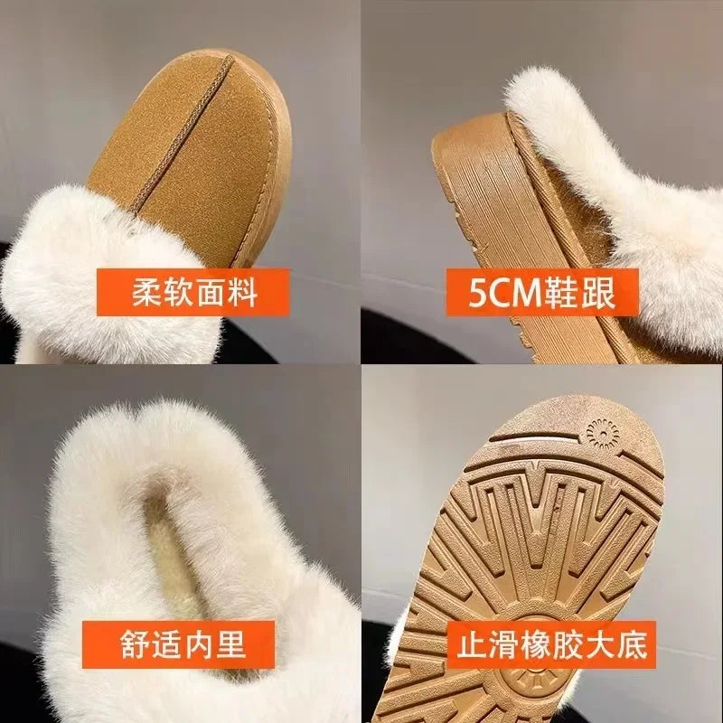 Platform Suede Fur Slippers