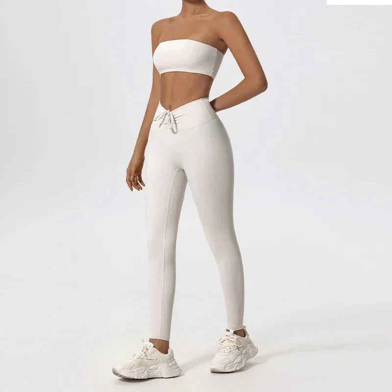 Ctenkevet Women Strapless Bra Suits Gym Workout Yoga Outfit Female Fitness Crop Top Outdoors Activewear Women Underwear Set