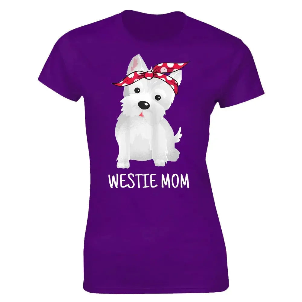 Westie Mom West Highland White Terrier Dog Lovers Gift T Shirts Graphic Cotton Streetwear Short Sleeve T-shirt Women Clothing