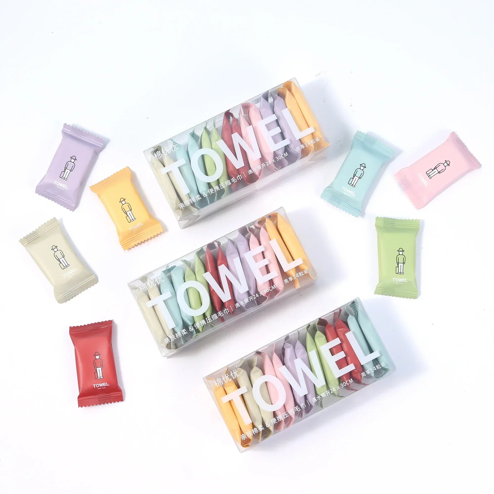 Portable Candy Compressed Towel Day Throw Towel Thickened and Enlarged Cotton Face Wash Travel Pack Disposable Face Towel
