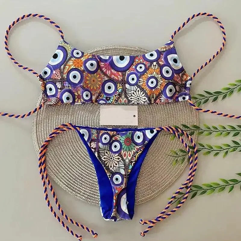 Leopard Print Brazilian Thong Swimwear