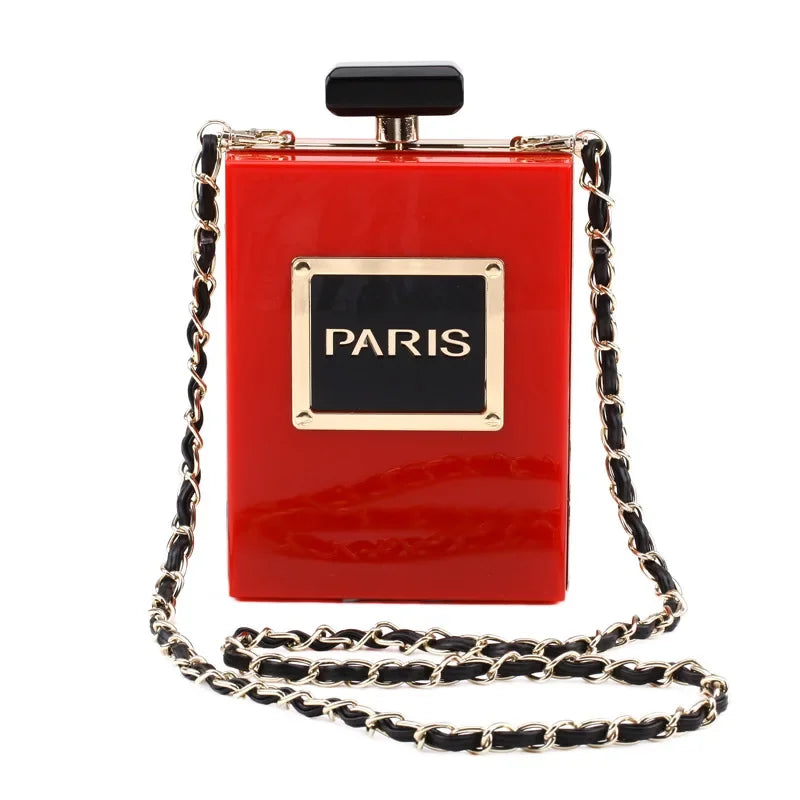 Acrylic Paris Perfume Shaped Crossbody Bag