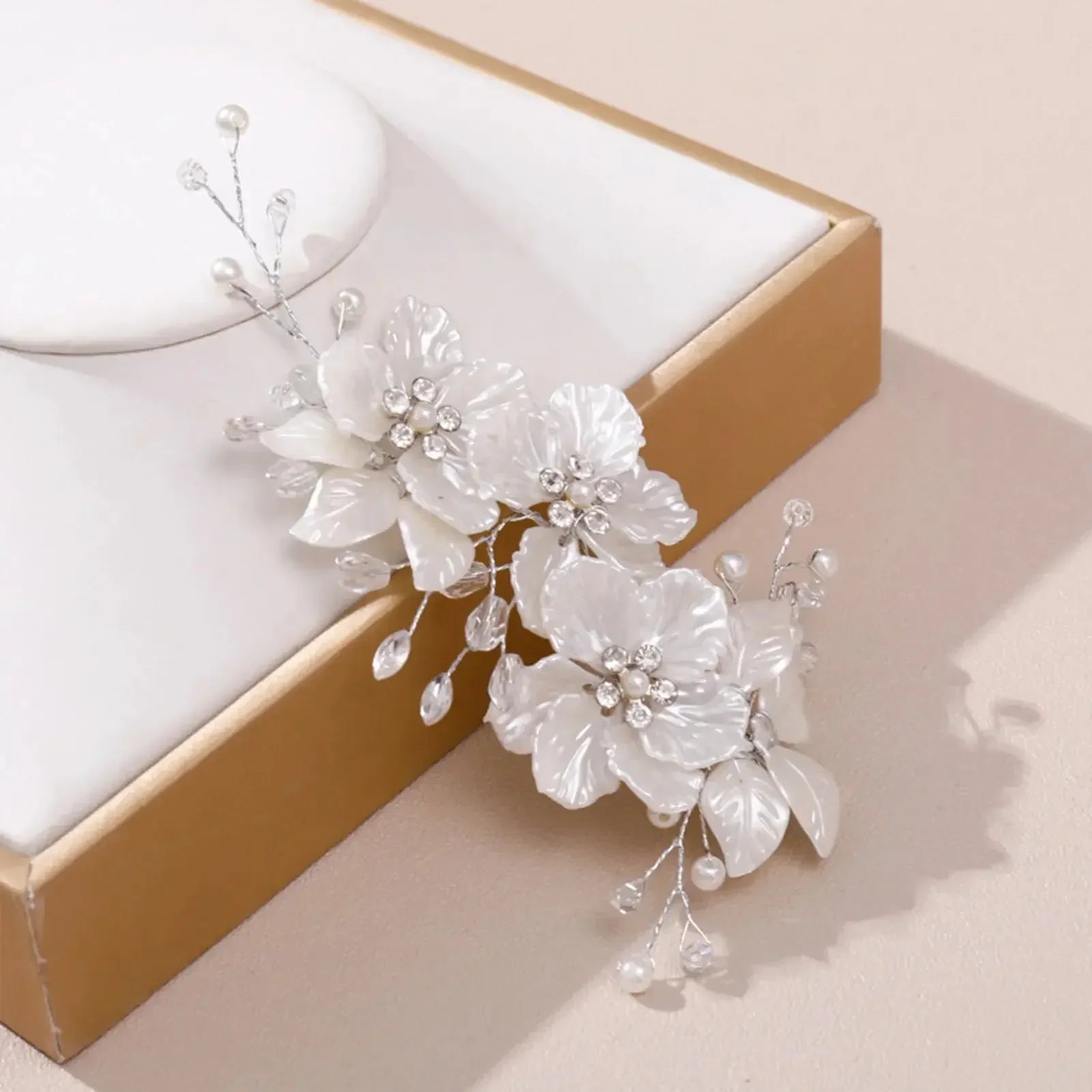 Flower Hairband Bridal Hair Jewelry Pearl Crystal Headband Elegant Birthday Party Tiara Crown Wedding Hair Accessories For Women