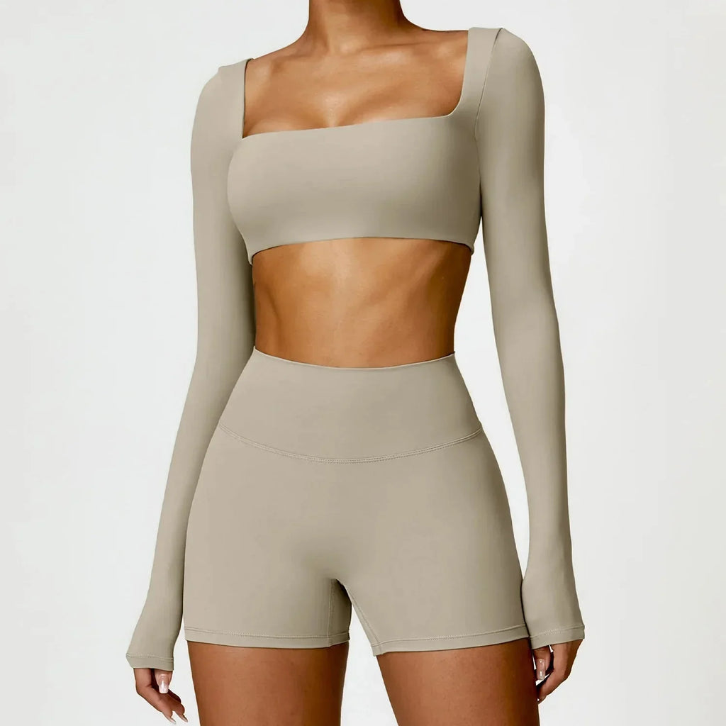 New Long sleeve Shirt Sports Set Women Fitness Tights Yoga Set Crop Top Running High Waist Gym Set Womens Outfits Yoga Clothing