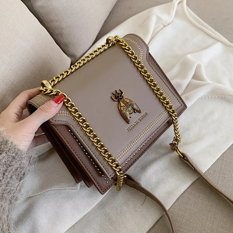 Luxury Leather Bee Handbag