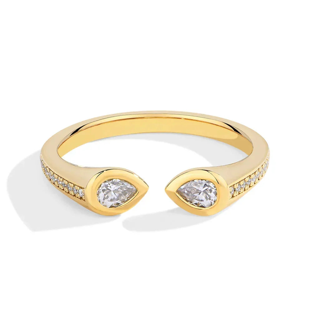 MINTYBOX Pear Shape Lab Grown Diamond Ring 0.5CT S925 Silver Moissanite Rings For Women 18k White Gold Plated Wedding Jewelry