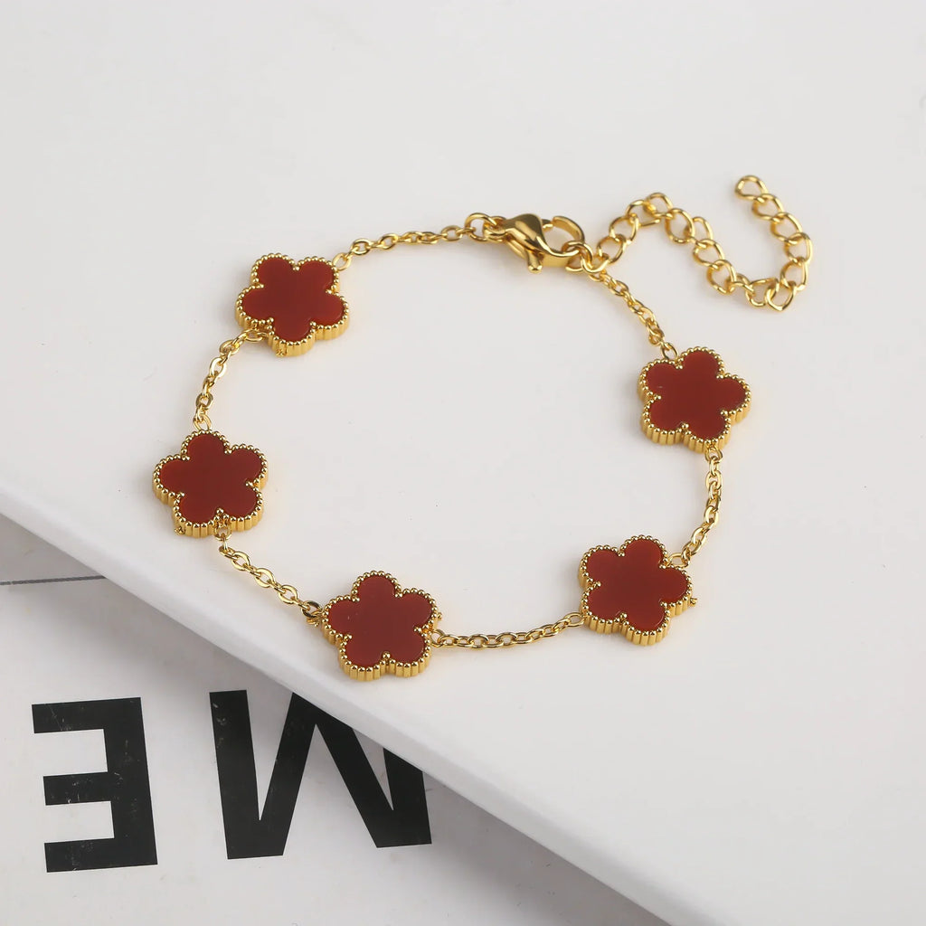 Gold Plated Stainless Steel Flower Bracelet