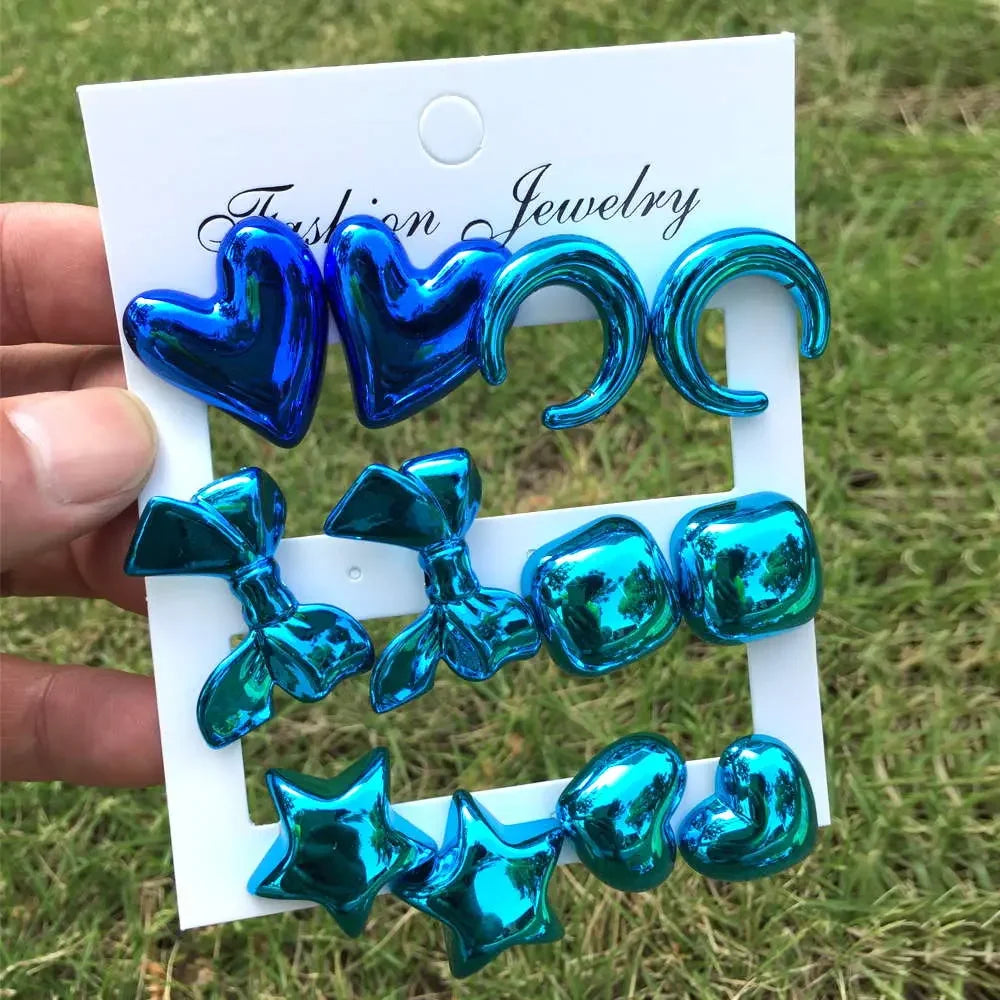 Happy Metallic Balloon Stud Earrings Set