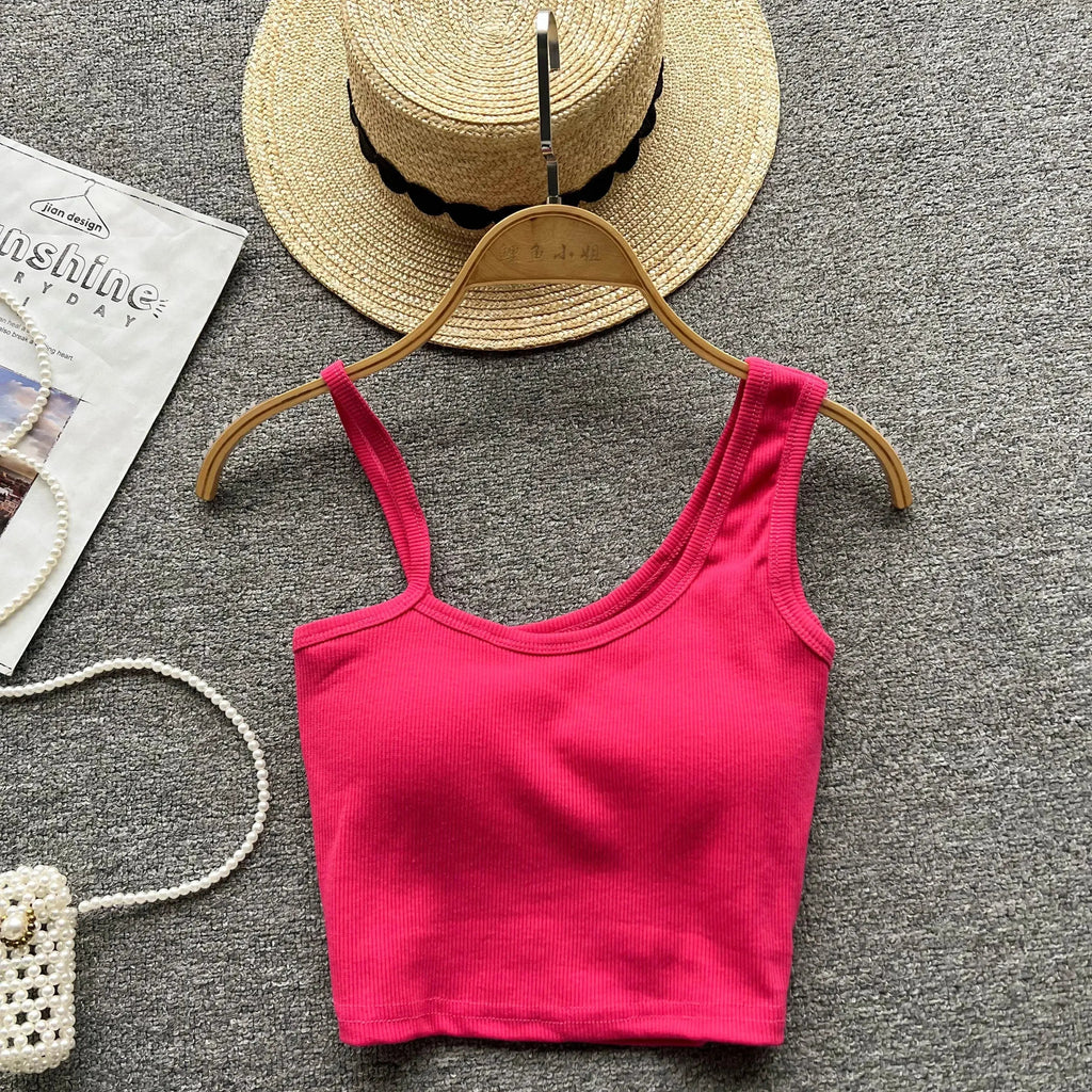 Strapless Western Style Skinny Tanks Camis for Women Summer Casual Solid Colours Female Corset Crop Tube Tops with Built In Bras