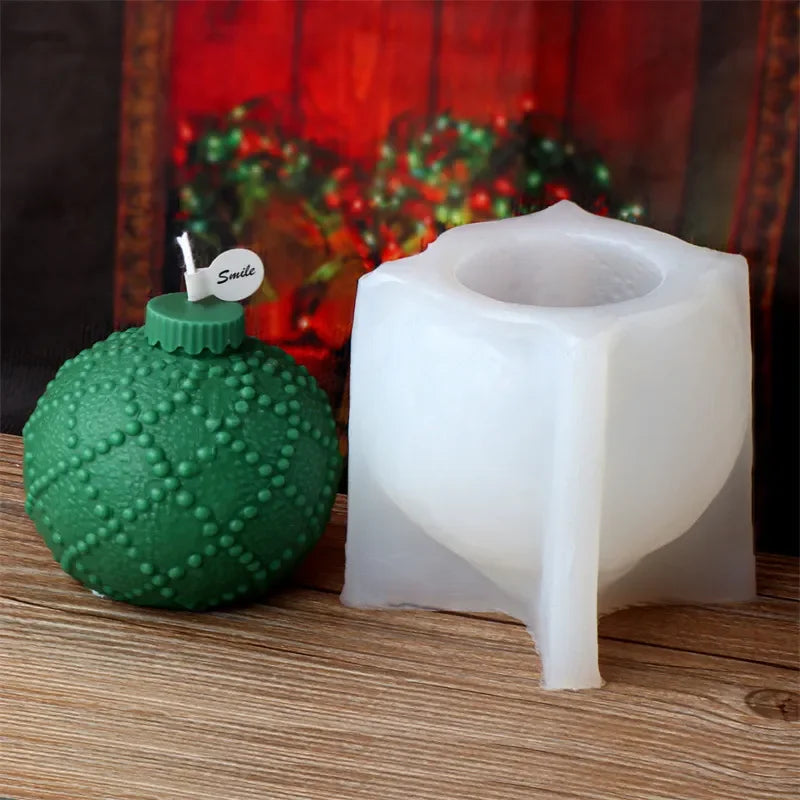 DIY Christmas geometric sphere candle silicone mold stripe spiral wave pattern spherical cake chocolate silicone mold resin mold