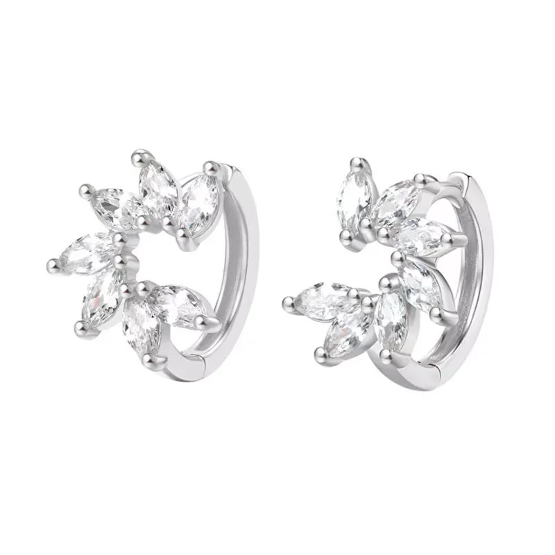 CRMYA Fashion Cubic Zirconia Cz Silver Gold Plated Hoop Earrings For Women Engagement Wedding Trendy Jewelry