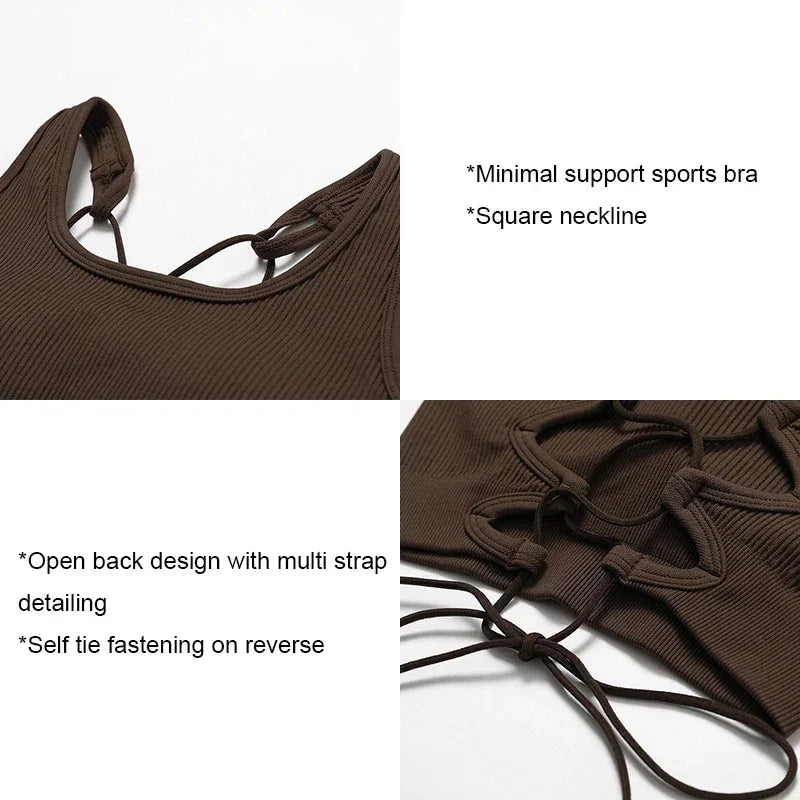 Yoga Sports Bras for Women Open Back Design Padded Crop Top Fitness Push Up Workout Running Gym Tops