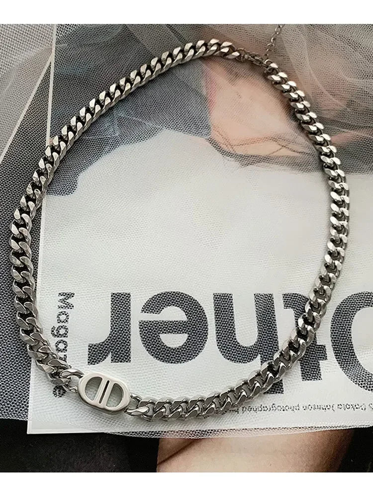 Cocoguchi golden color Thick Letter  Titanium Steel Necklace & Bracelet for Women four sealsonal wearage popular fashion jewelry