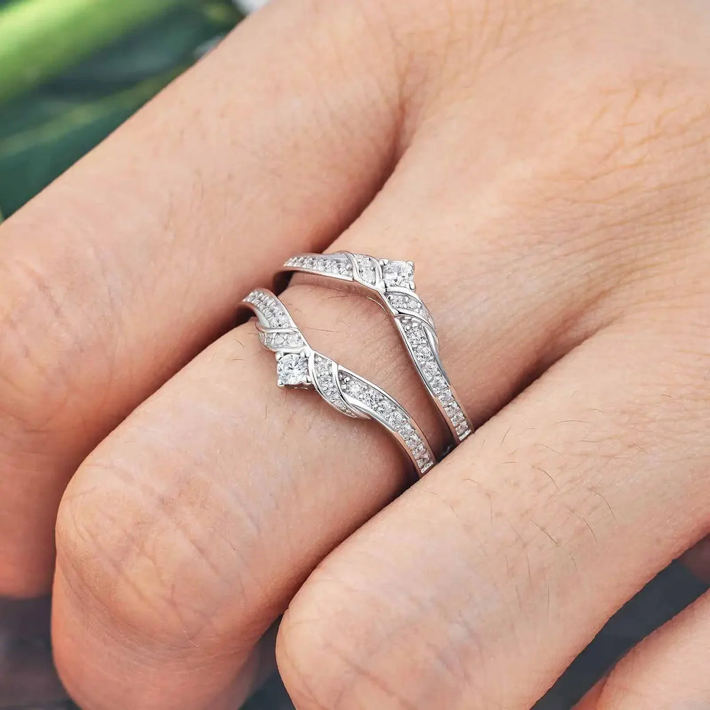 Genuine 925 Sterling Silver Crown Wedding Ring Enhancers for Women Adjustable Guard Rings 5A Cubic Zircon Fine Jewelry