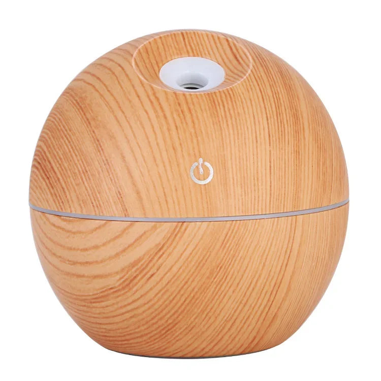 USB Aromatherapy Cool Mist Maker Dorm Room Essentials Wooden Grain Humidifier Colorful Night Light Diffuser