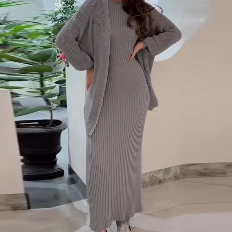 Lux Cardigan & Maxi Dress Set