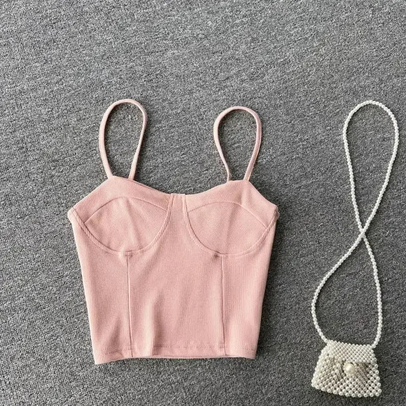 Strapless Western Style Skinny Tanks Camis for Women Summer Casual Solid Colours Female Corset Crop Tube Tops with Built In Bras