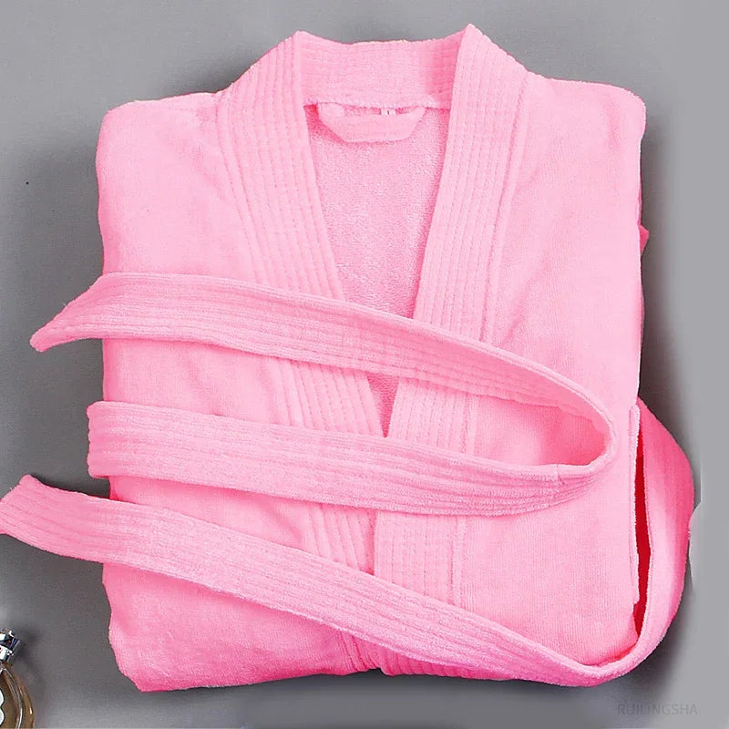 Women 100% Cotton Terry Bath Robe Plus Size Suck Water Towel Bathrobe Kimono Dressing Gown Winter Summer Men Waffle Sleepwear