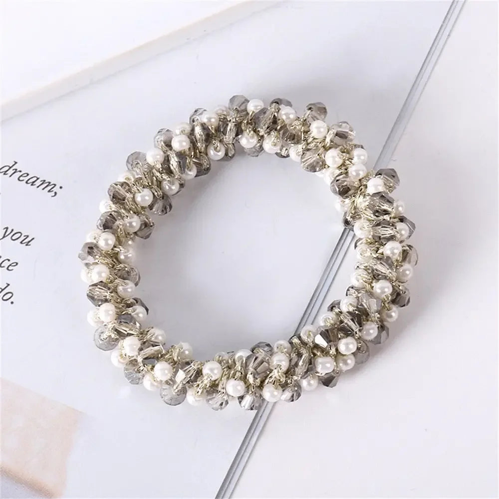 Crystal Pearl Handmade Hair Tie