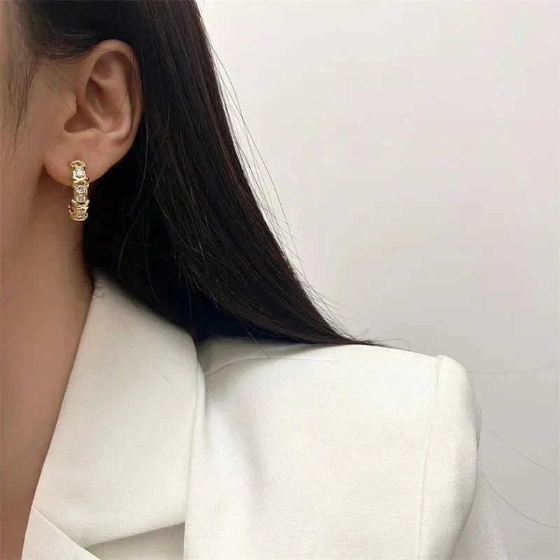 Vintage CC Design Stud Earrings