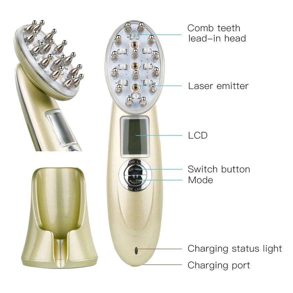 RF Laser Hair Growth Comb Massage Nano Anti Hair Loss Treatment Infrared Red Light EMS Vibration Massager Hair Care Hair Brush