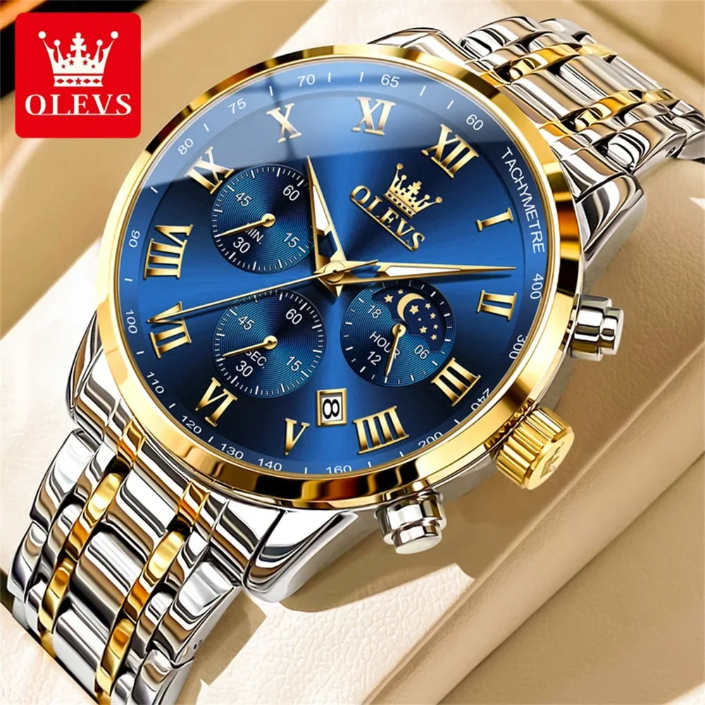 Luxury Brand Men's Stainless Chronograph Quartz Watch